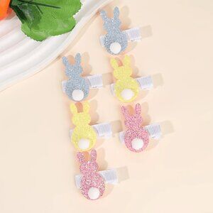 Girls Rabbit Glitter Hair Clips Set